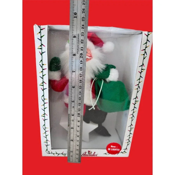 ANNALEE 9" CHRISTMAS DELIGHTS SANTA CLAUS & BAG HOLIDAY STAR LIGHTS UPDOLL NWT - Picture 8 of 11